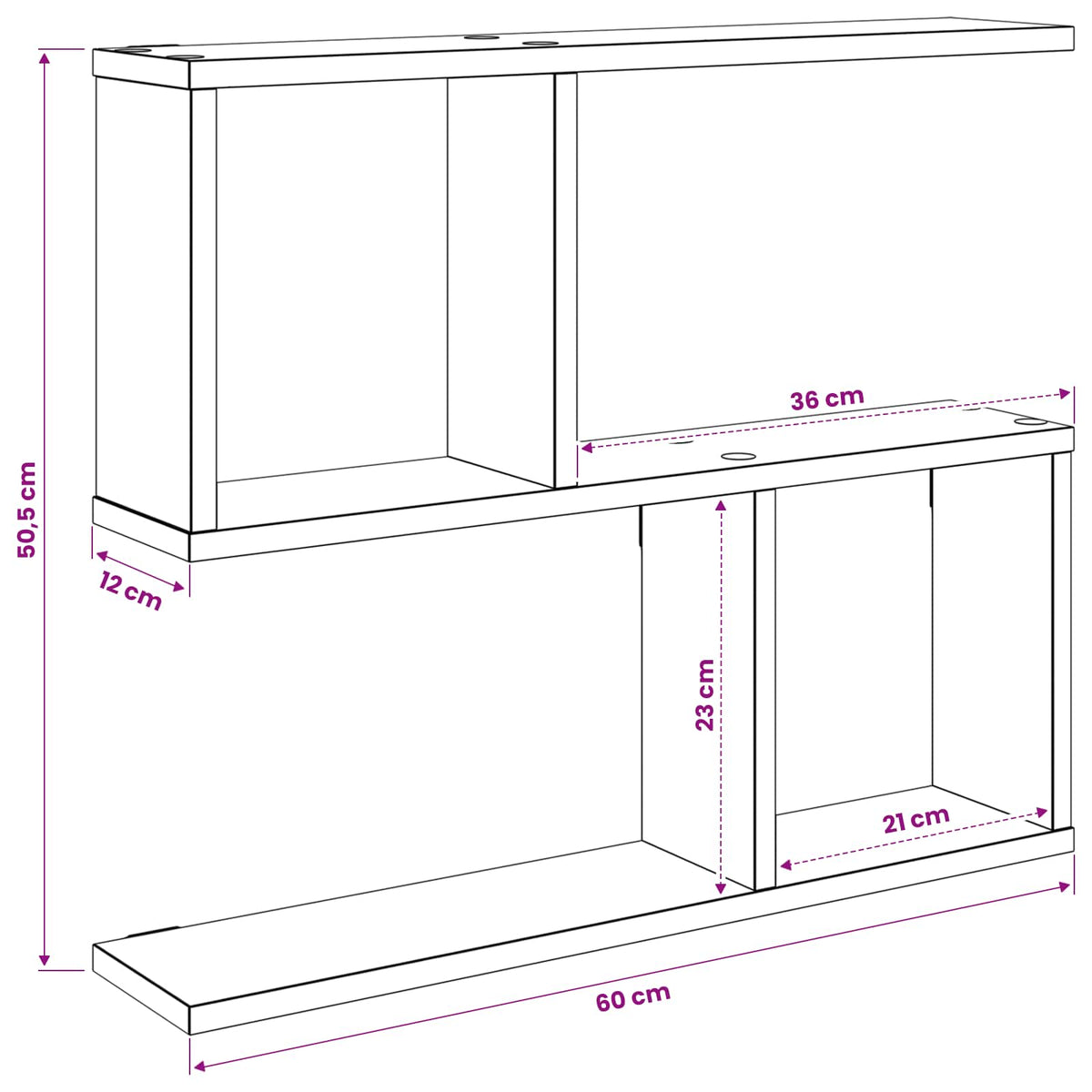Polica na zidu Betonska siva 60 x 12 x 50,5 cm