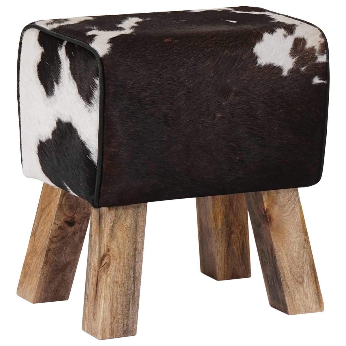 klupa 40 x 30 x 45 cm Prava koža Crna i bijela