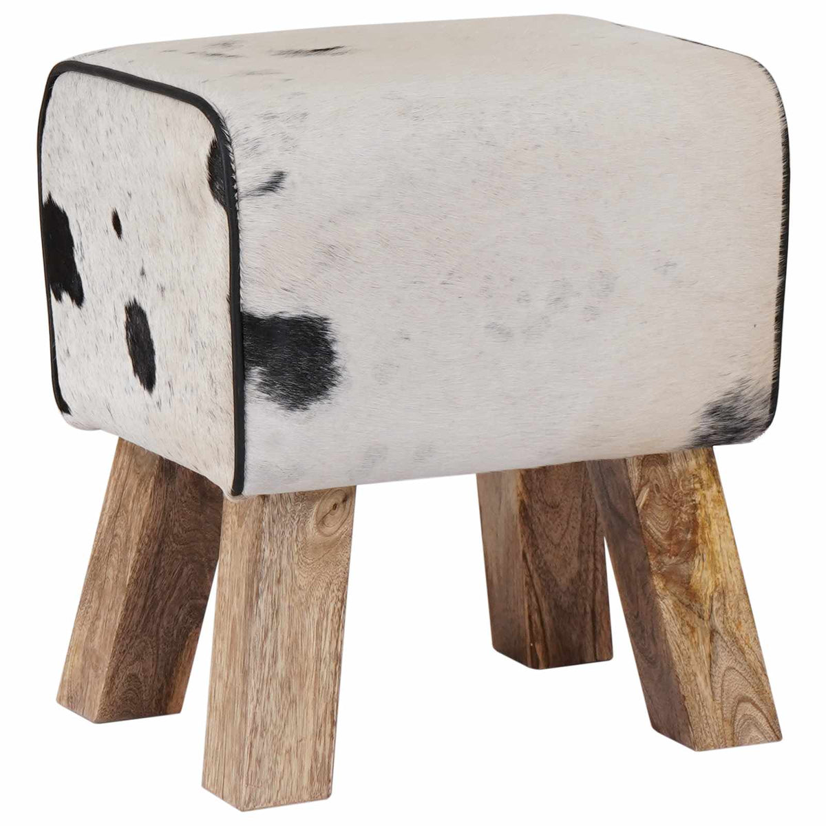 klupa 40 x 30 x 45 cm Prava koža Crna i bijela