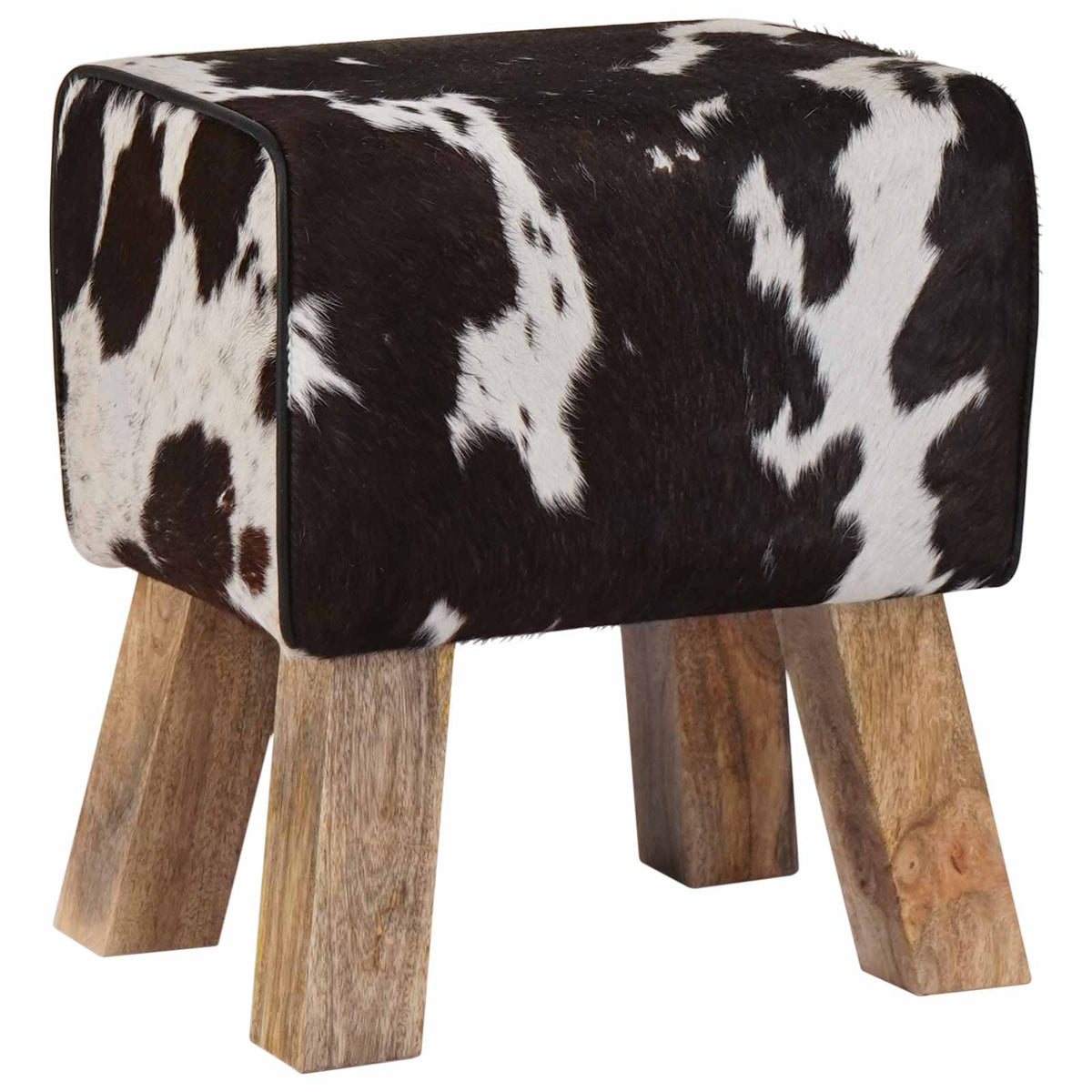 klupa 40 x 30 x 45 cm Prava koža Crna i bijela