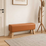 klupa 110 x 30 x 45 cm Prava koža Smeđa