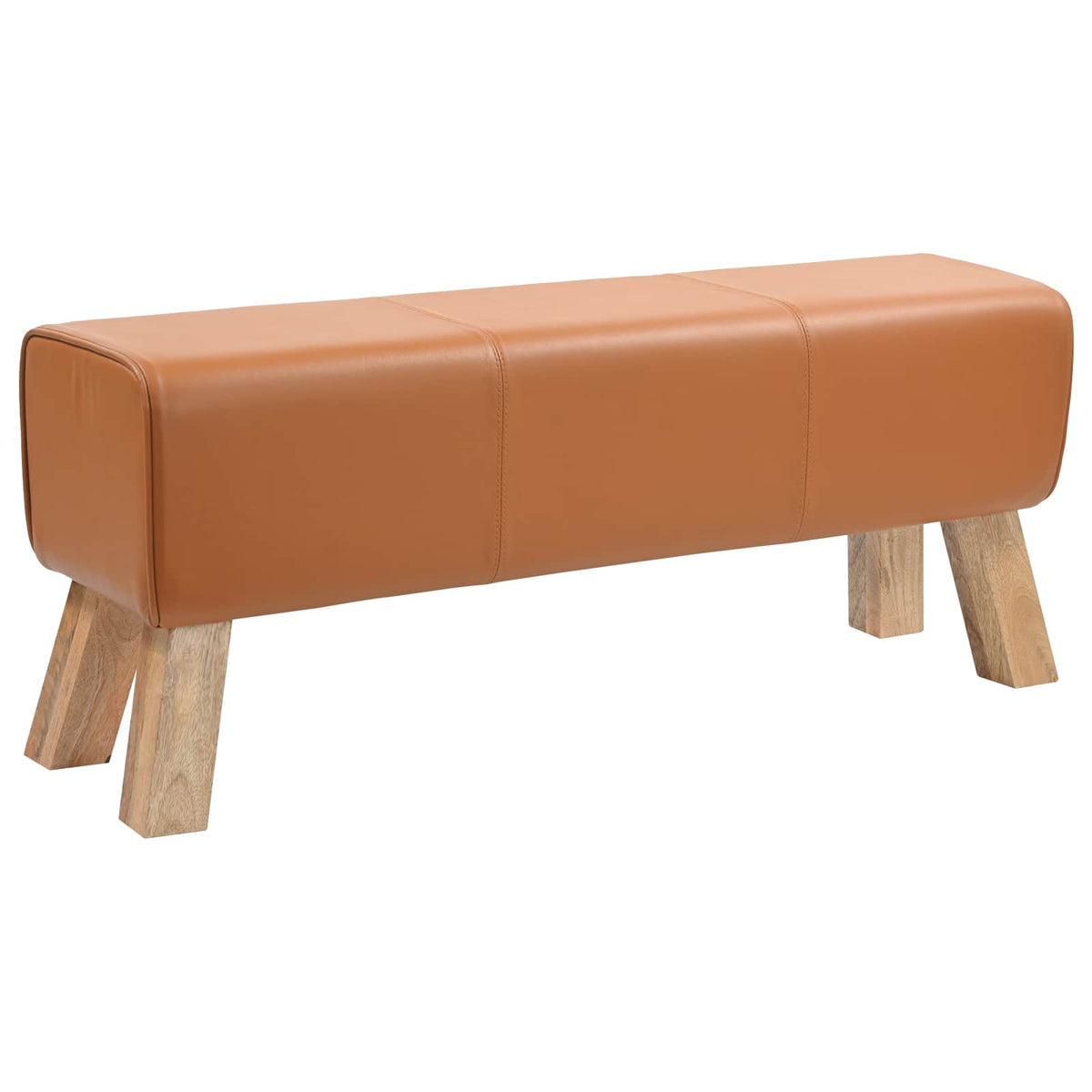 klupa 110 x 30 x 45 cm Prava koža Smeđa
