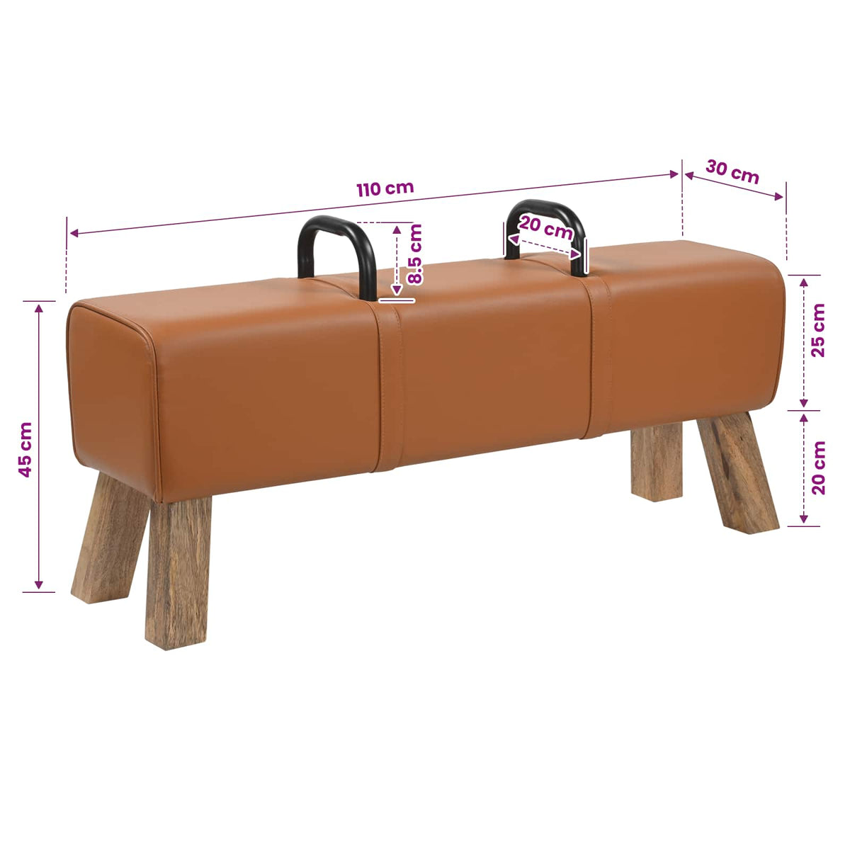 klupa Smeđa 110 x 30 x 45 cm Prava koža