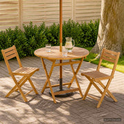 Preklopni vrtni stol Prirodna Ø 90 x 75 cm Čvrsto teak drvo