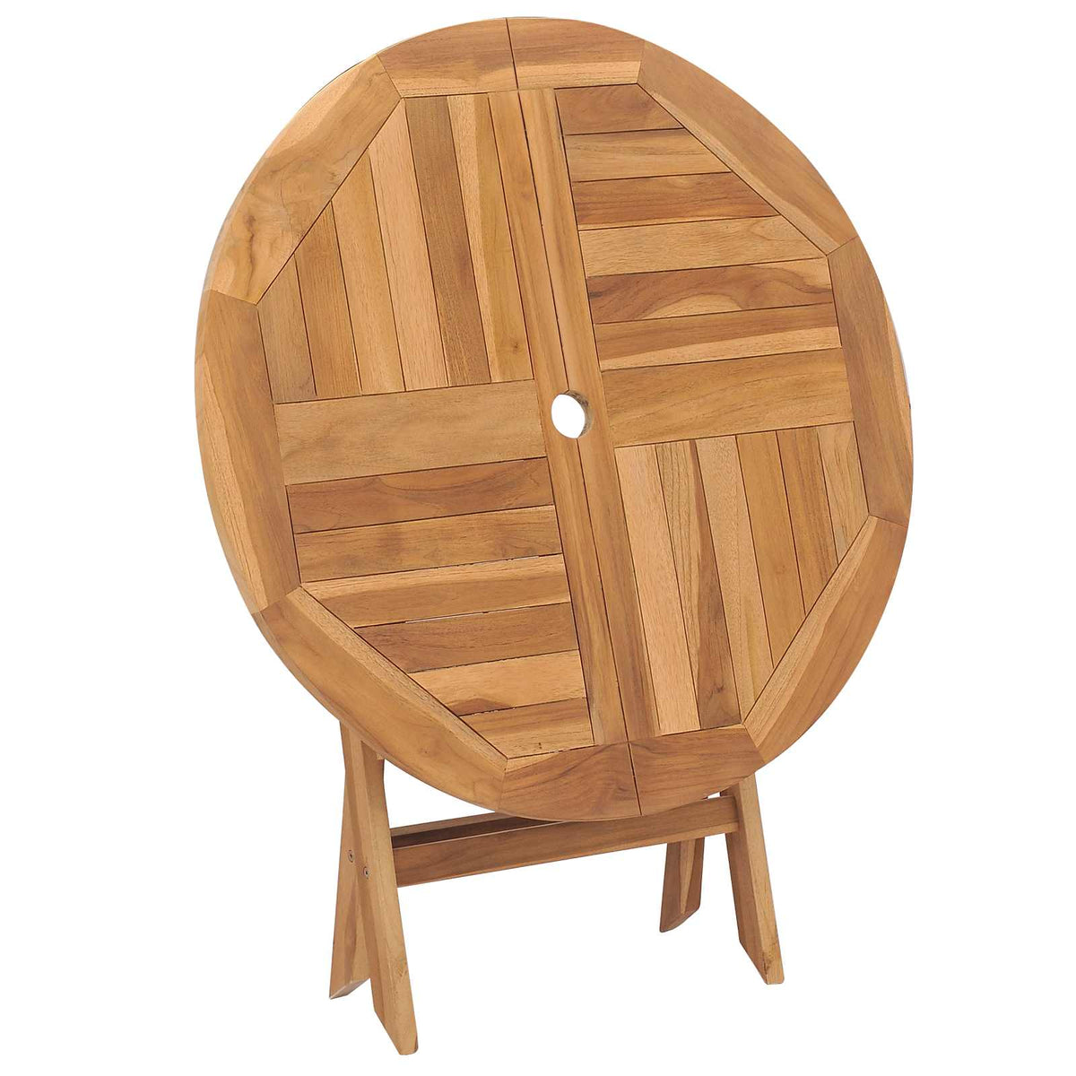 Preklopni vrtni stol Prirodna Ø 90 x 75 cm Čvrsto teak drvo