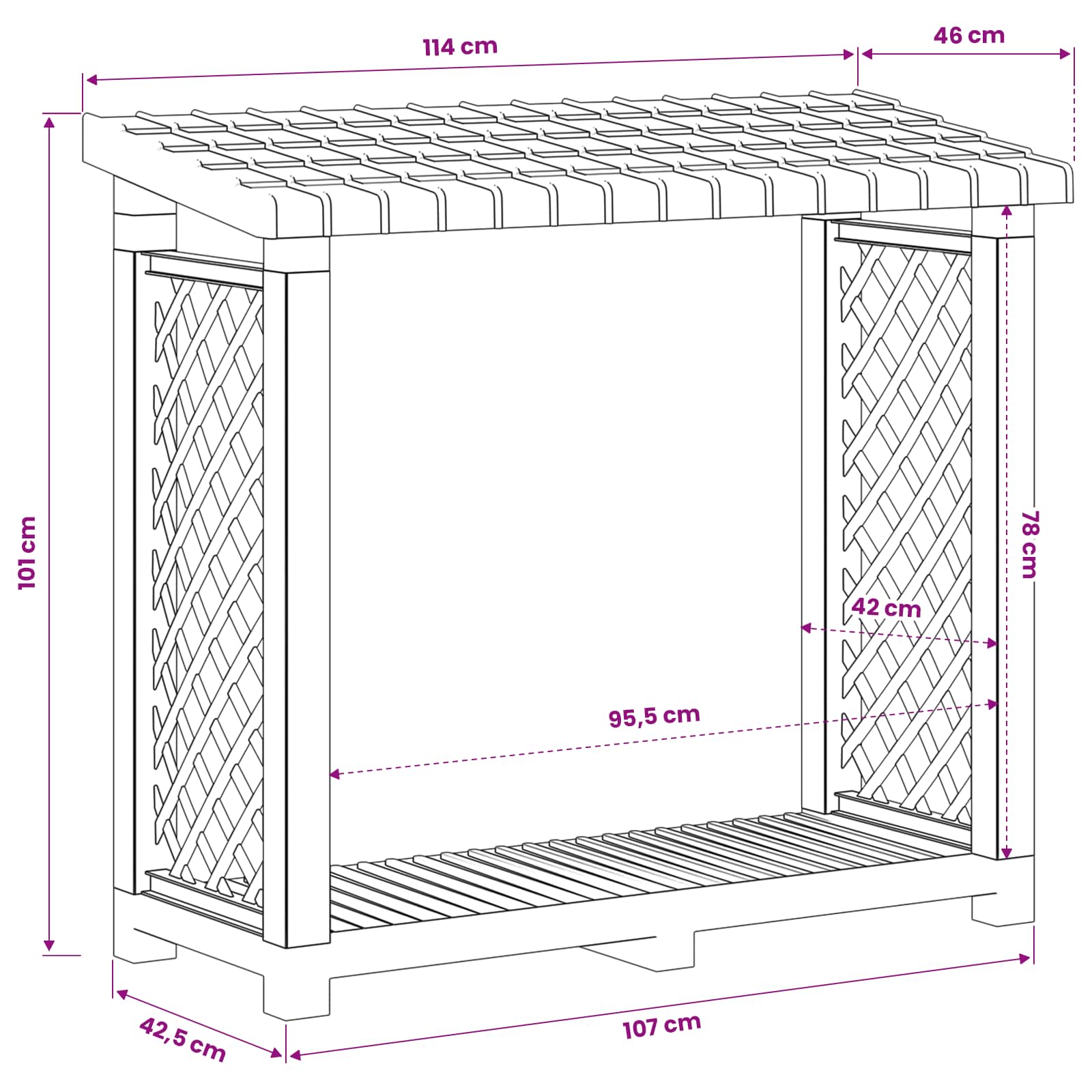 Drva za potpalu Antracit 114 x 46 x 101 cm PP