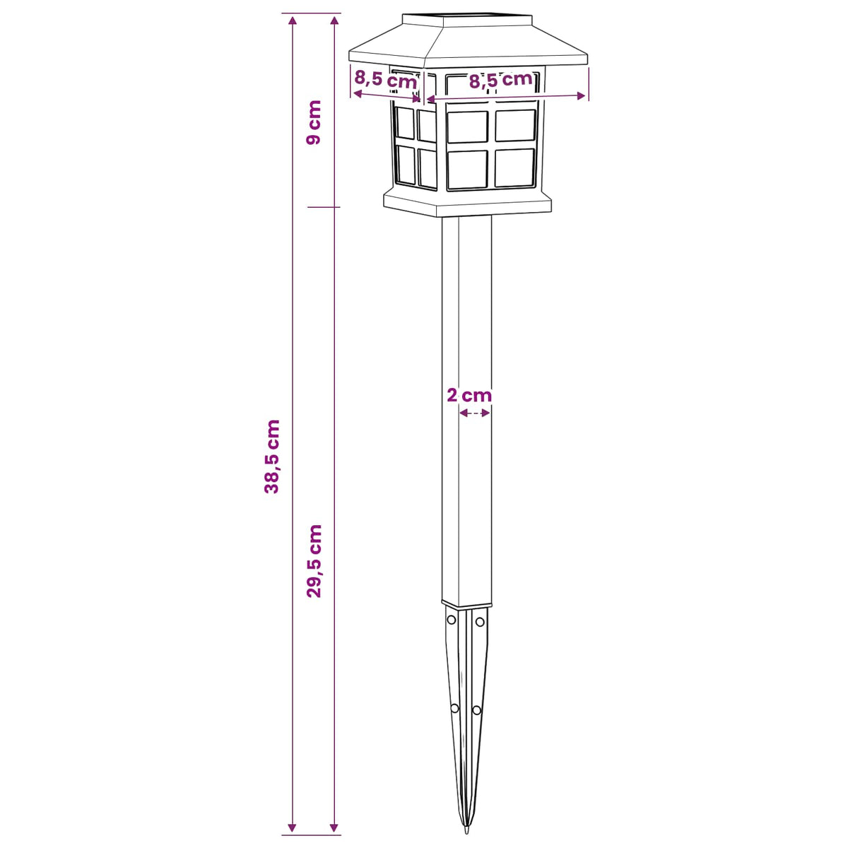 Solarna svjetla za vanjsku upotrebu s tlošcem 12 pcs 38,5 cm PP