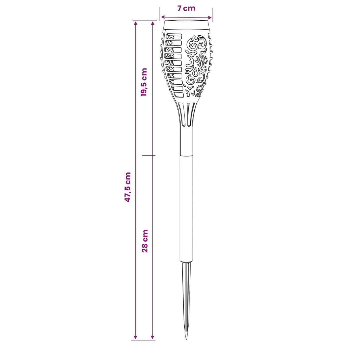 Solarna svjetla za vanjsku upotrebu s tlošcem 6 pcs 47,5 cm ABS