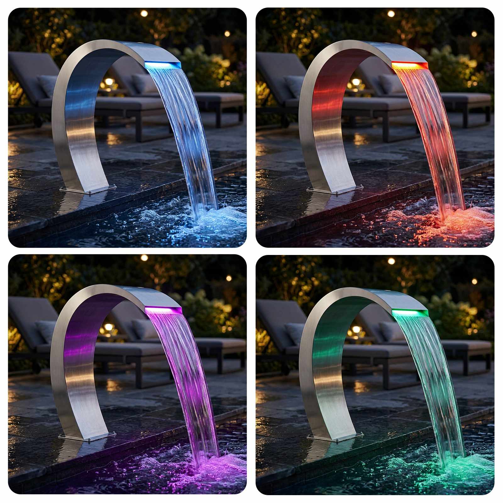 Fontana u Bazenu Srebrna 60 x 30 x 70 cm Nehrđajući čelik