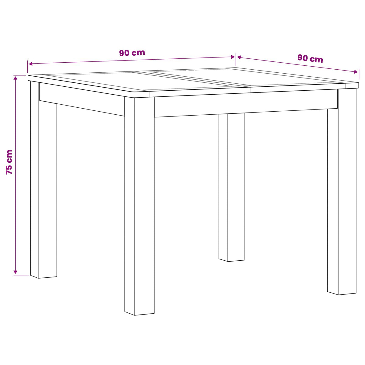 Stol za objedovanje 90 x 90 x 75 cm Čvrsto Hrastovo Drvo