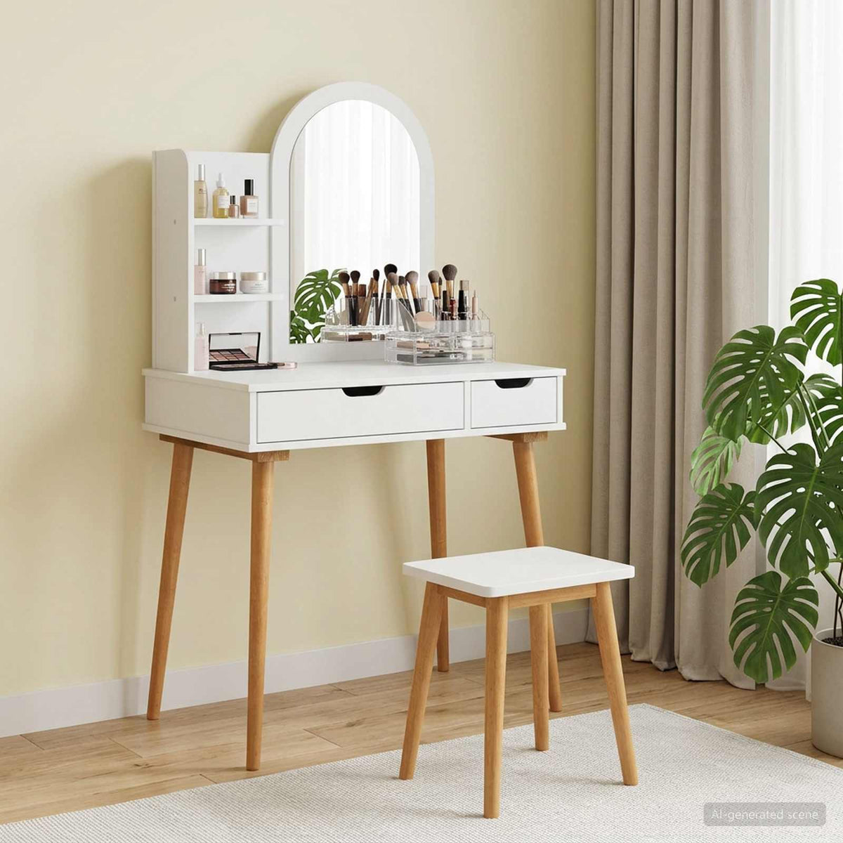 Set toaletnog stolića FAUSKE 3 kom. Bijela 76 x 50 x 143 cm