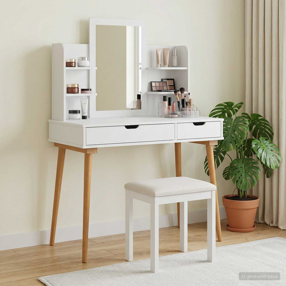 Set toaletnog stolića FAUSKE 4 kom. Bijela 100 x 50 x 143 cm