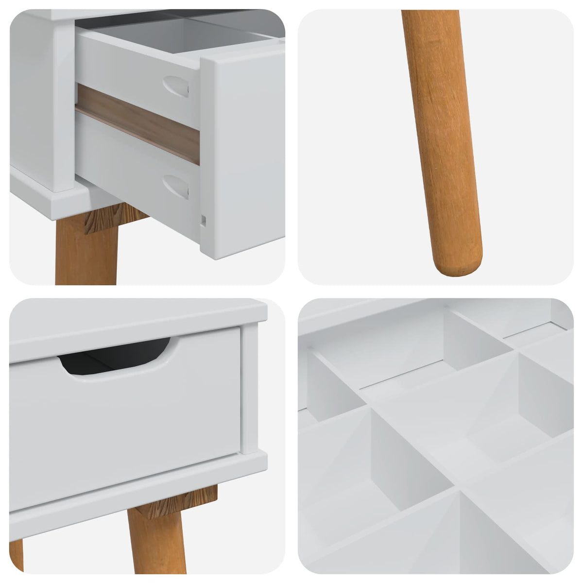Set toaletnog stolića FAUSKE 4 kom. Bijela 76 x 50 x 143 cm