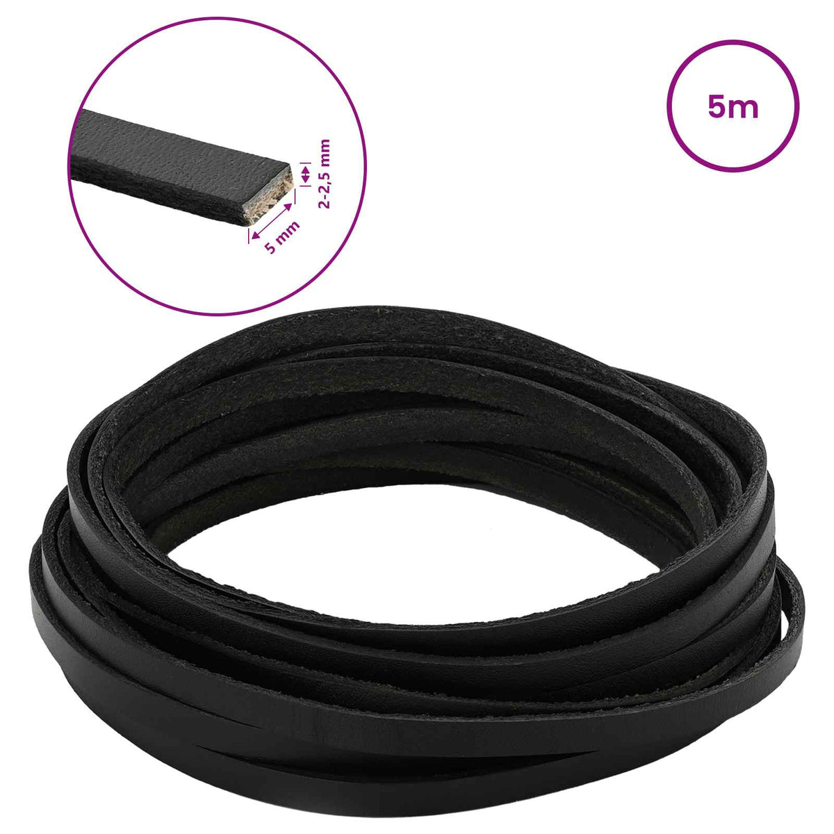 Kožni Remen Crna 500 x 0,5 cm Koža