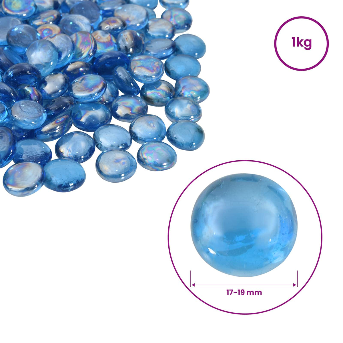 Stakleni nugget 17-19 mm Svijetlo kobalt plava Stakl