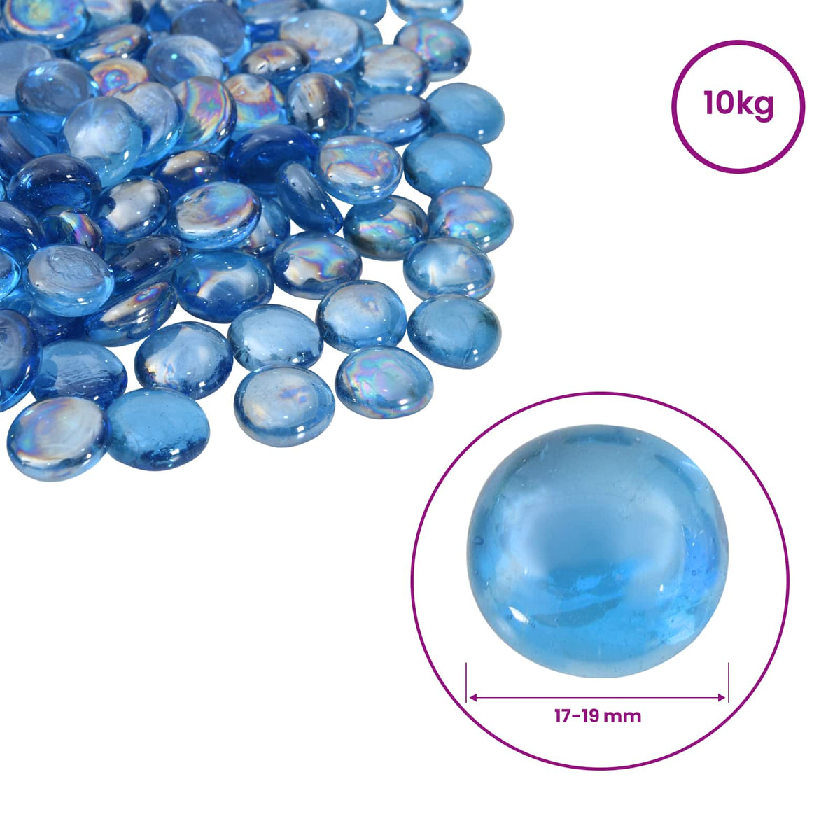 Stakleni nugget 17-19 mm Svijetlo kobalt plava Stakl