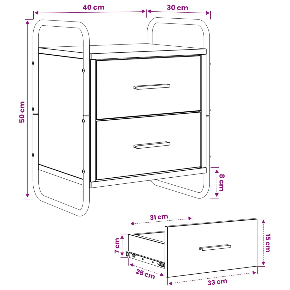 Viseći Noćni Ormar Hrast artisan 40 x 30 x 50 cm