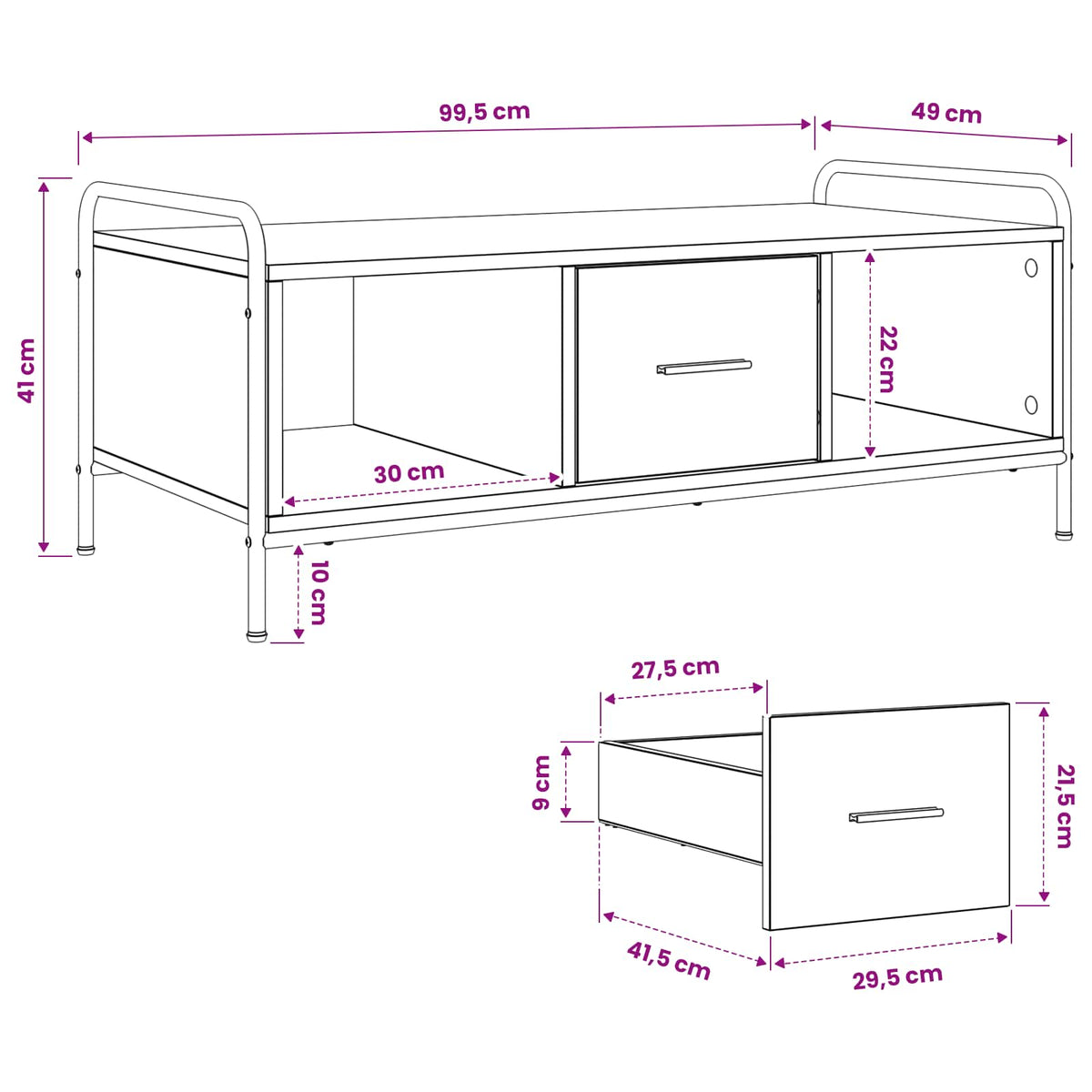 Stolić za kavu Crni hrast 99,5 x 49 x 41 cm Konstruirano drvo