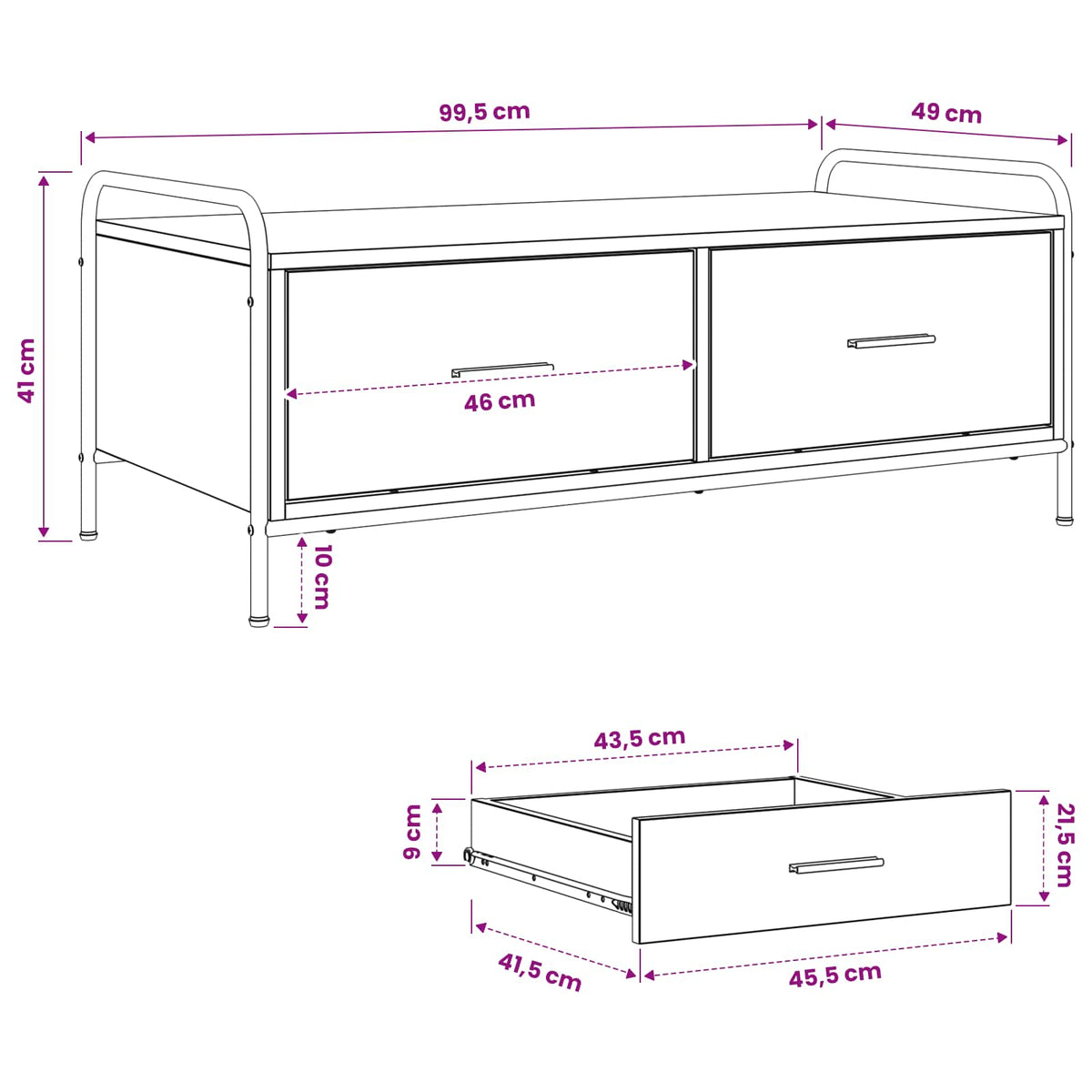 Stolić za kavu Hrast sonoma 99,5 x 49 x 41 cm Konstruirano drvo