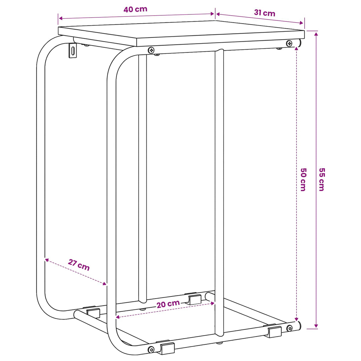 Bocni stol Crni hrast 40 x 31 x 55 cm Konstruirano drvo