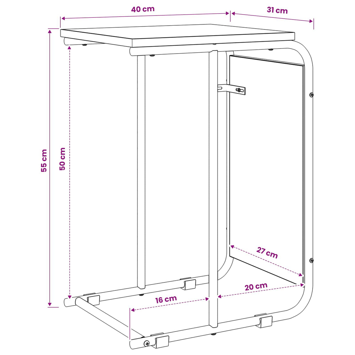 Bocni stol Dimljeni hrast 40 x 31 x 55 cm Konstruirano drvo