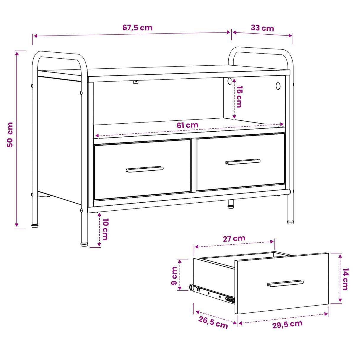 TV ormar 67,5 x 33 x 50 cm Siva Sonoma Konstruirano drvo