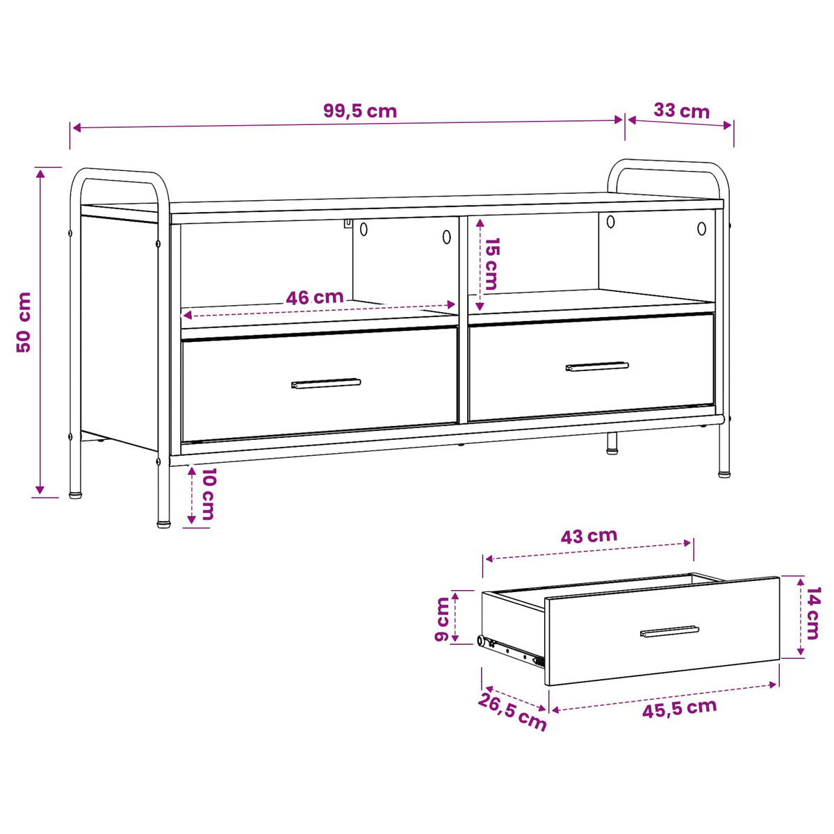 TV ormar 67,5 x 33 x 50 cm Staro drvo Konstruirano drvo