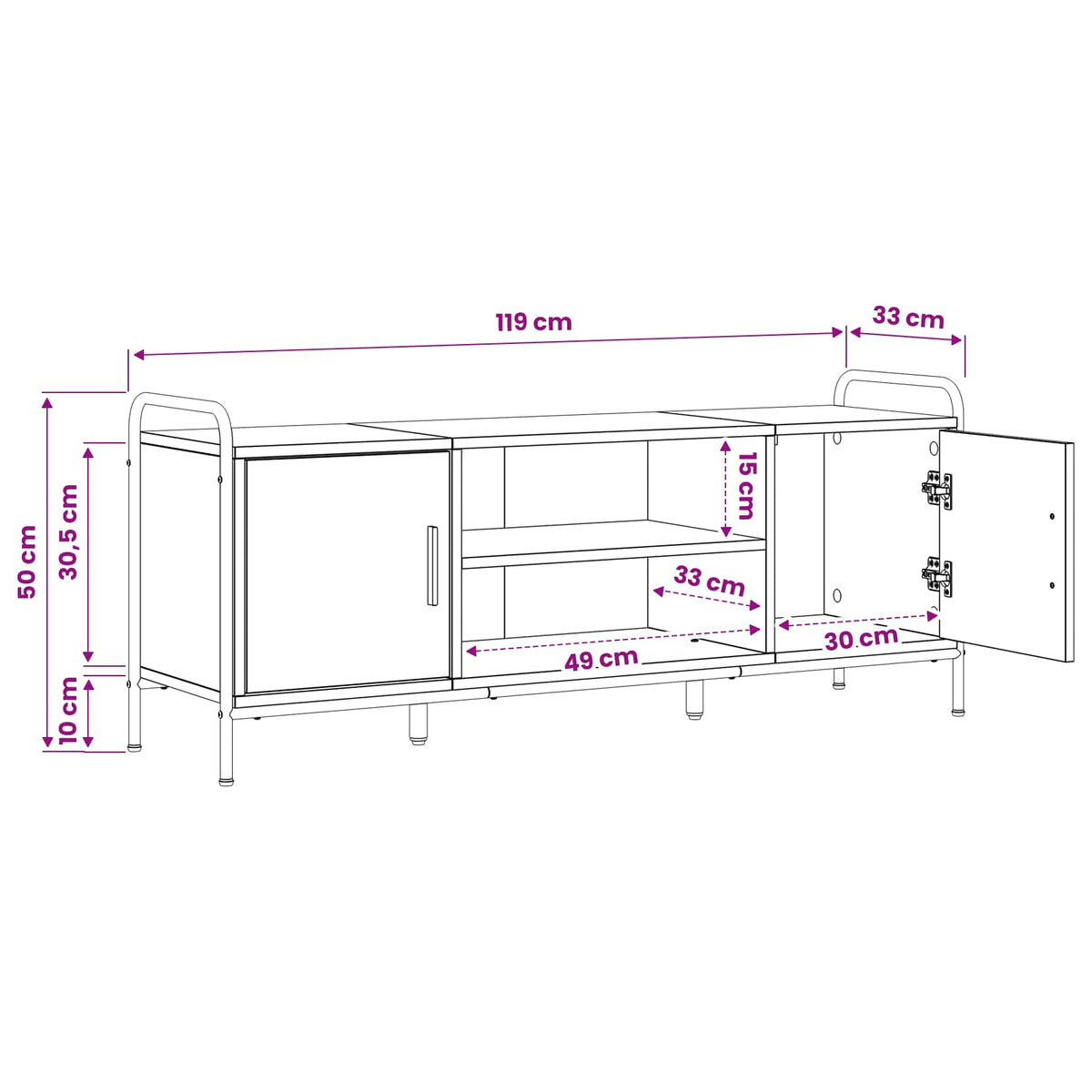 TV ormar 119 x 33 x 50 cm Dimljeni hrast