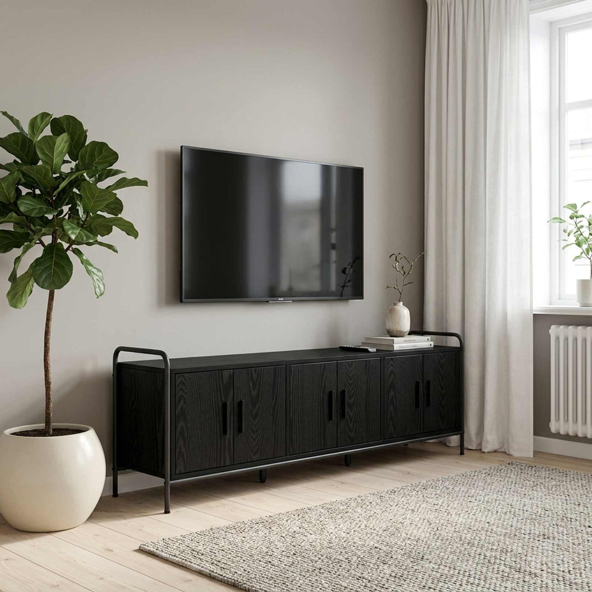 TV ormar 146 x 33 x 50 cm Crni hrast Konstruirano drvo