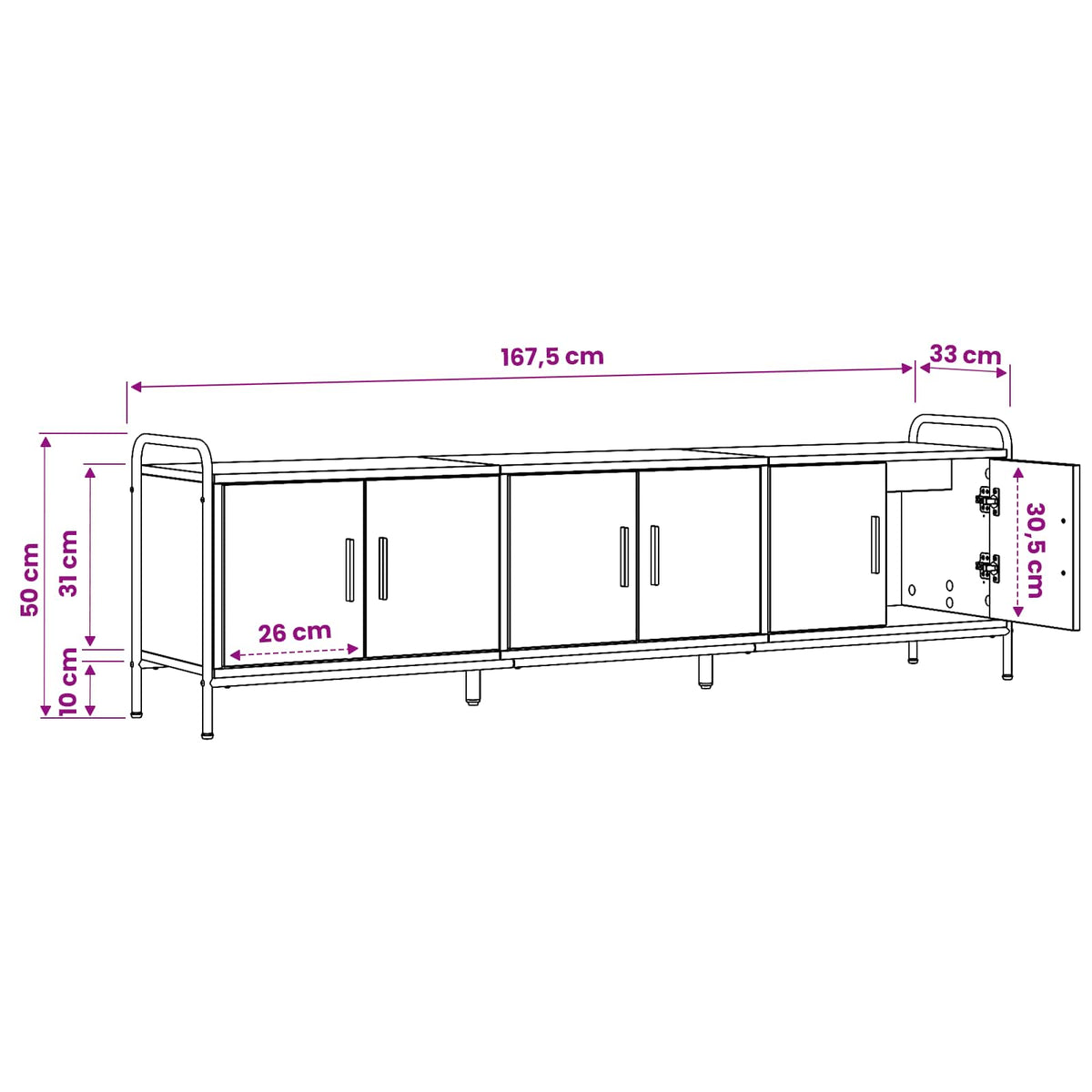 TV ormar 146 x 33 x 50 cm Dimljeni hrast Konstruirano drvo