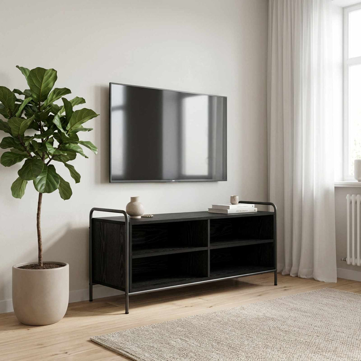 TV ormar 140 x 39,5 x 50 cm Crni hrast Konstruirano drvo
