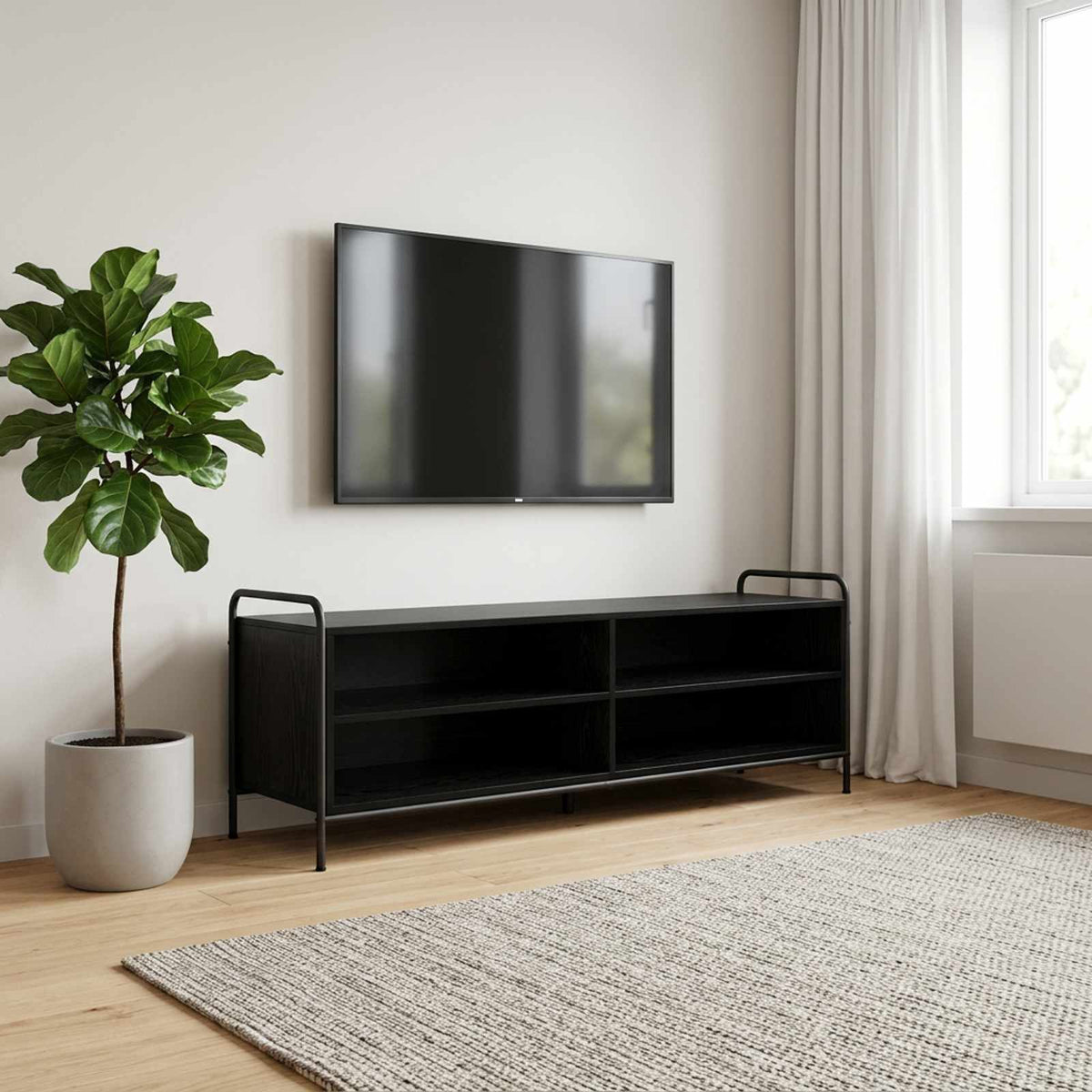 TV ormar 140 x 39,5 x 50 cm Crni hrast Konstruirano drvo