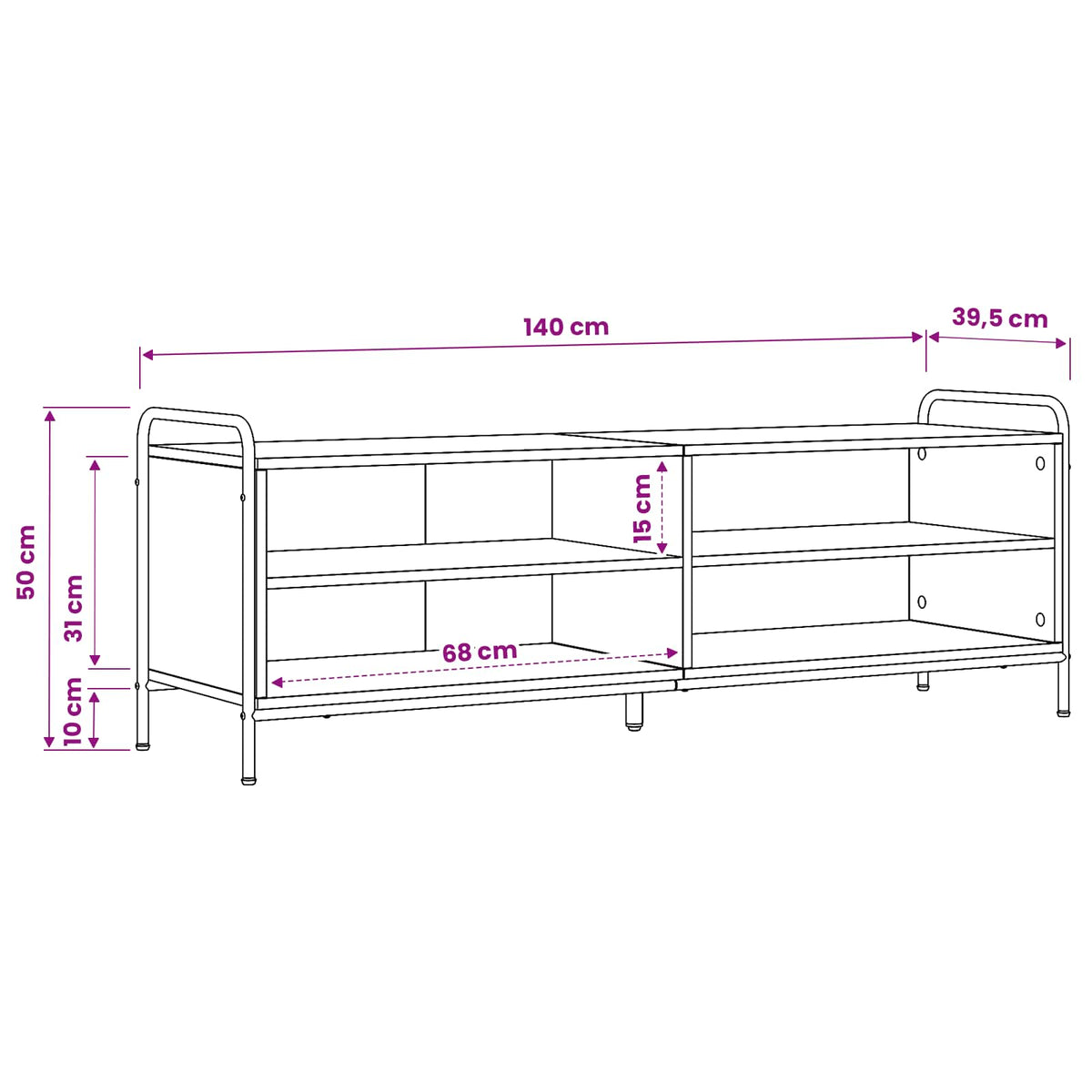 TV ormar 140 x 39,5 x 50 cm Crni hrast Konstruirano drvo