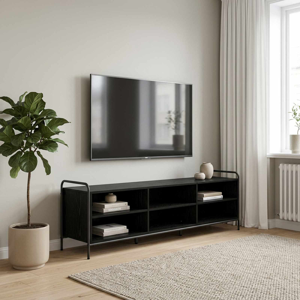 TV ormar 140 x 39,5 x 50 cm Crni hrast Konstruirano drvo
