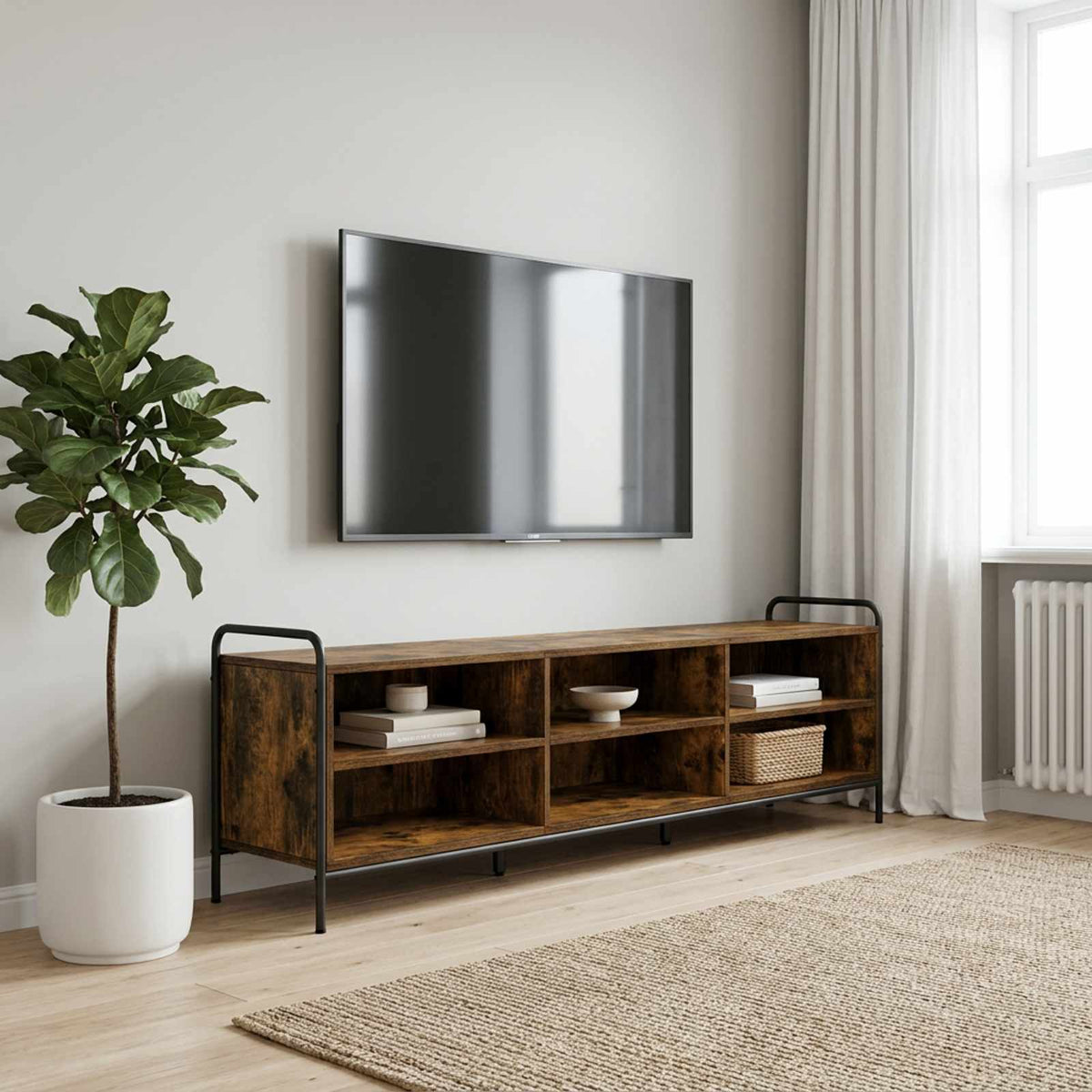 TV ormar 140 x 39,5 x 50 cm Dimljeni hrast Konstruirano drvo