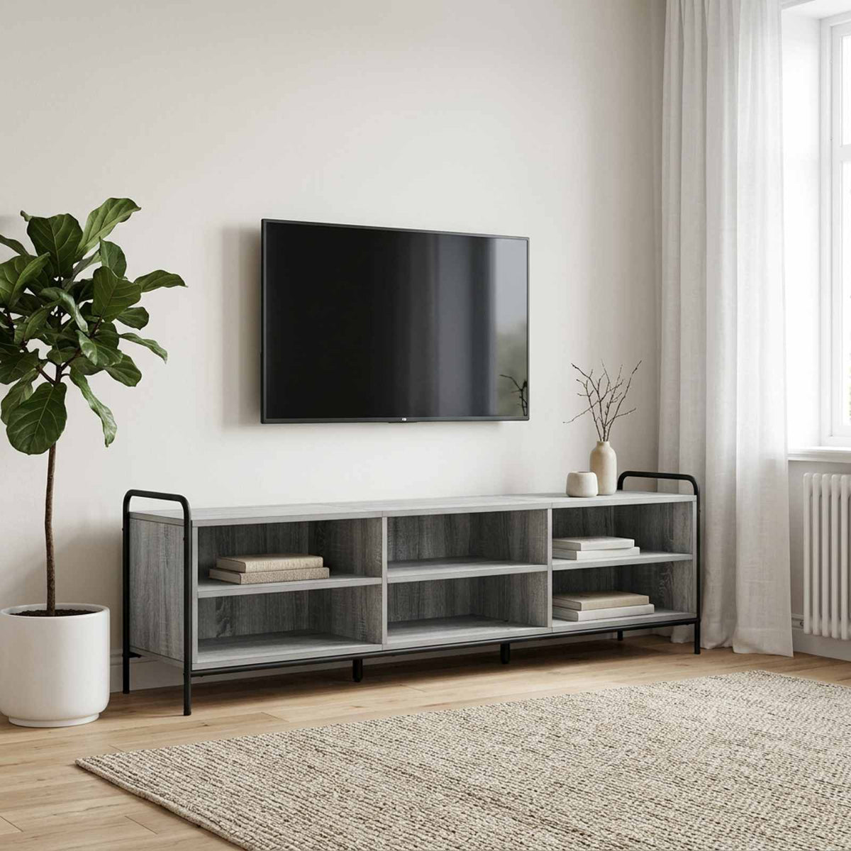 TV ormar 140 x 39,5 x 50 cm Siva Sonoma Konstruirano drvo
