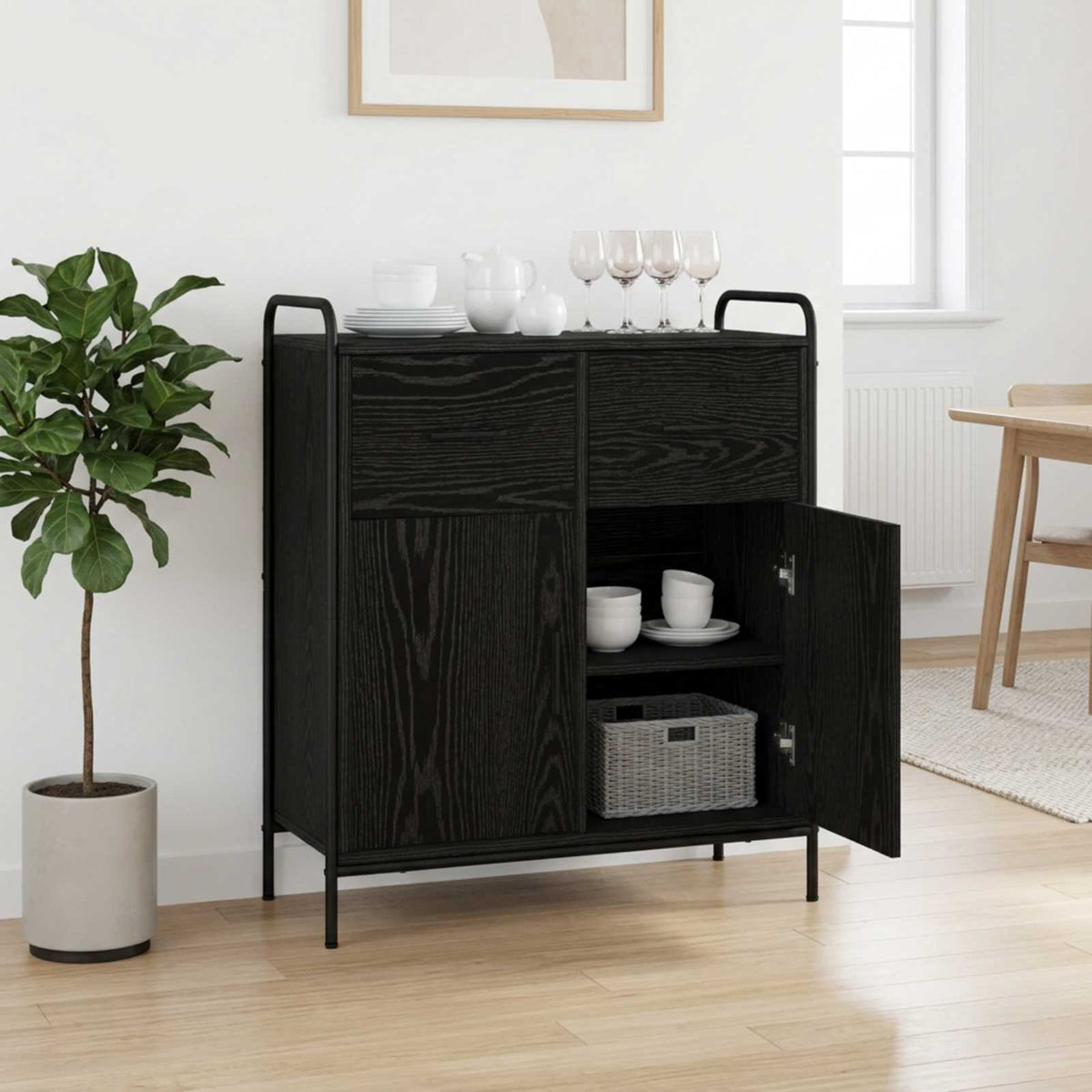Kreveta Crni hrast 97 x 33 x 81 cm Konstruirano drvo