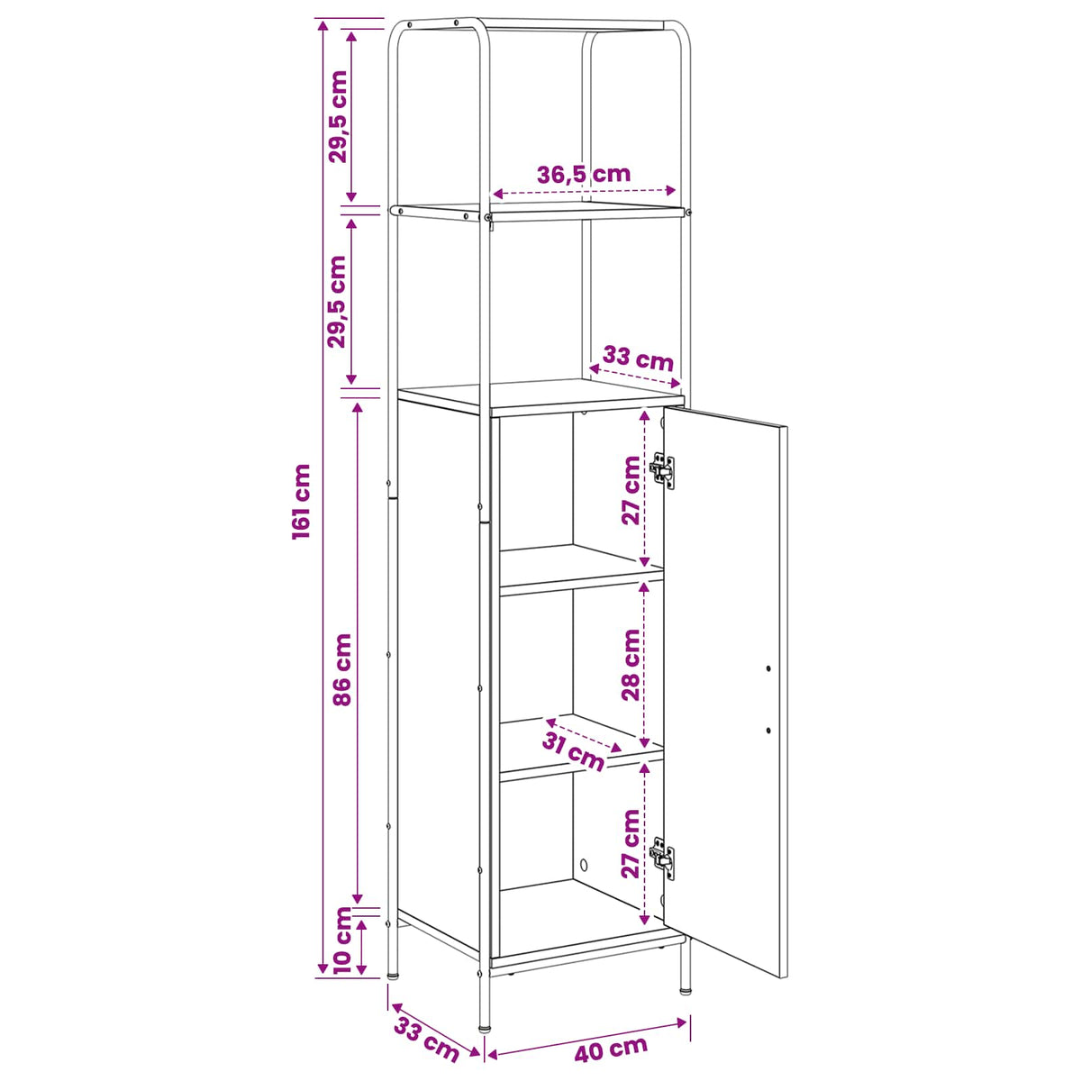 Highboard Hrast artisan 40 x 33 x 161 cm Konstruirano drvo