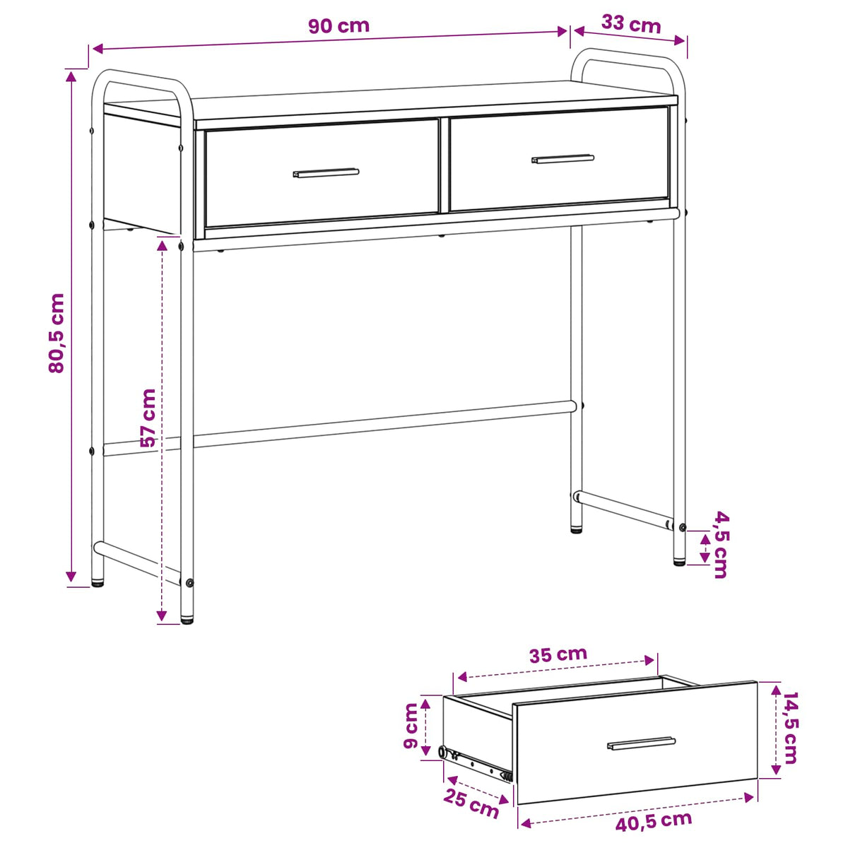 Konzolna stolica Hrast sonoma 90 x 33 x 80,5 cm