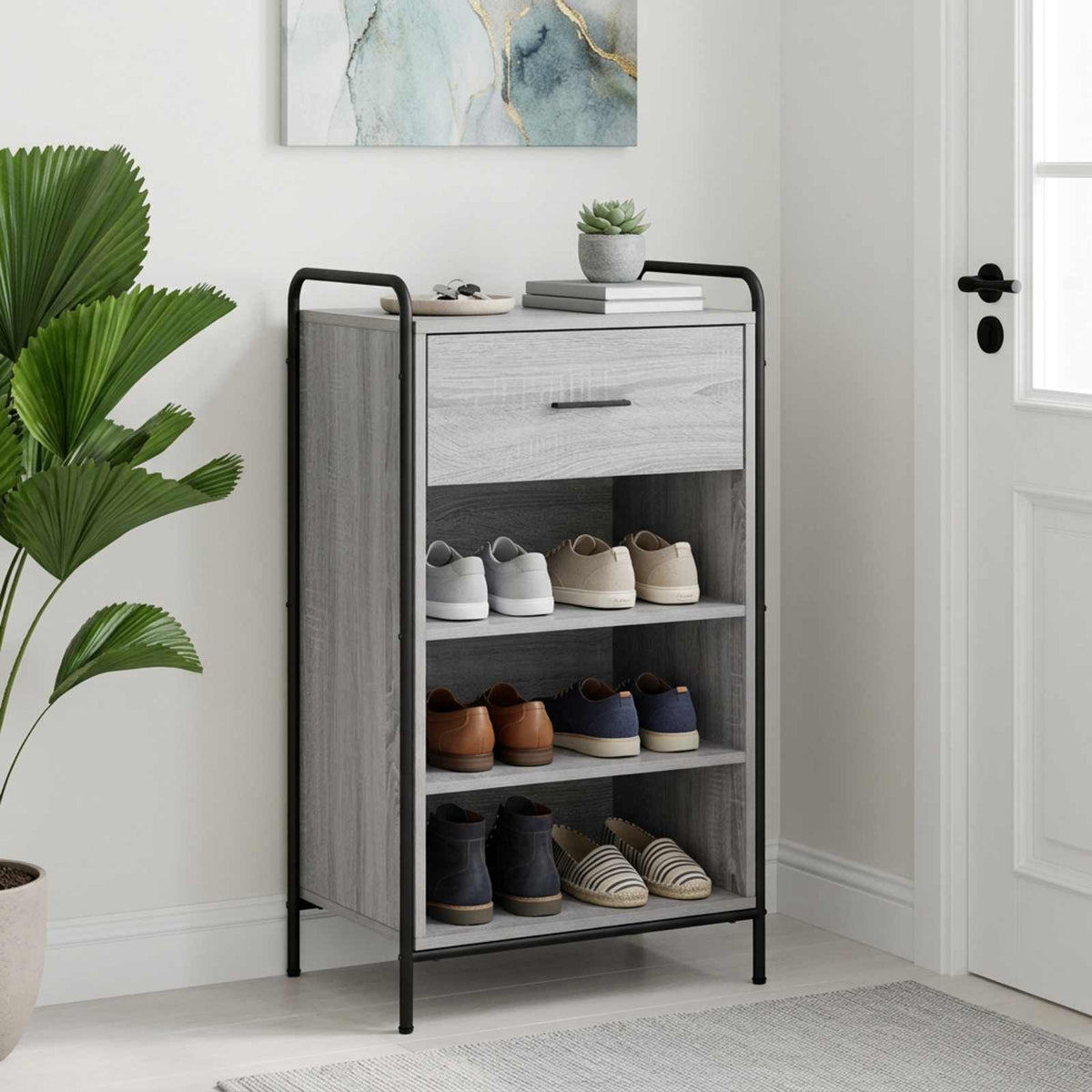 Ormar za cipele 51 x 36,5 x 93 cm Konstruirano drvo Siva Sonoma