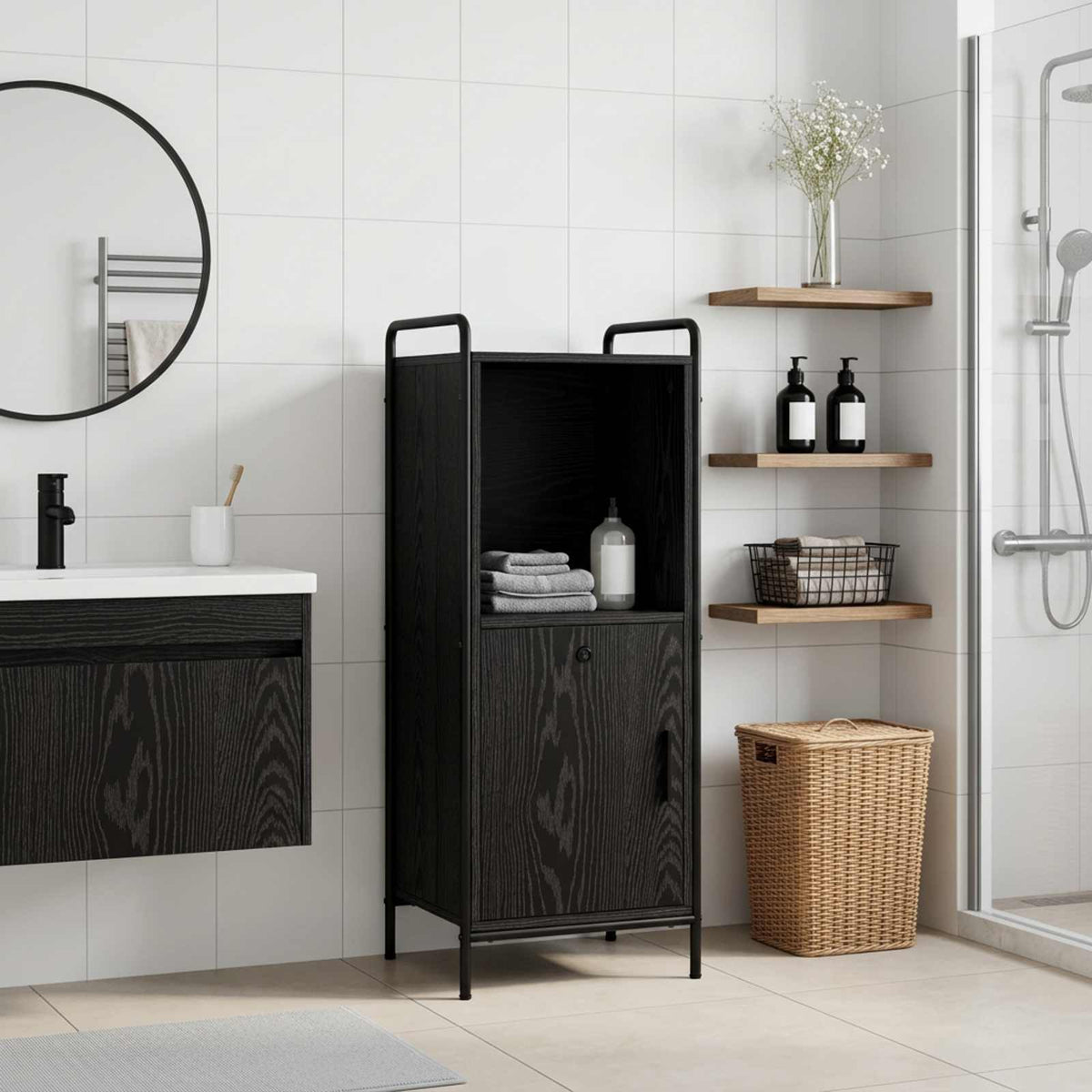 Kupaonski ormar Crni hrast 40 x 36 x 99,5 cm Konstruirano drvo