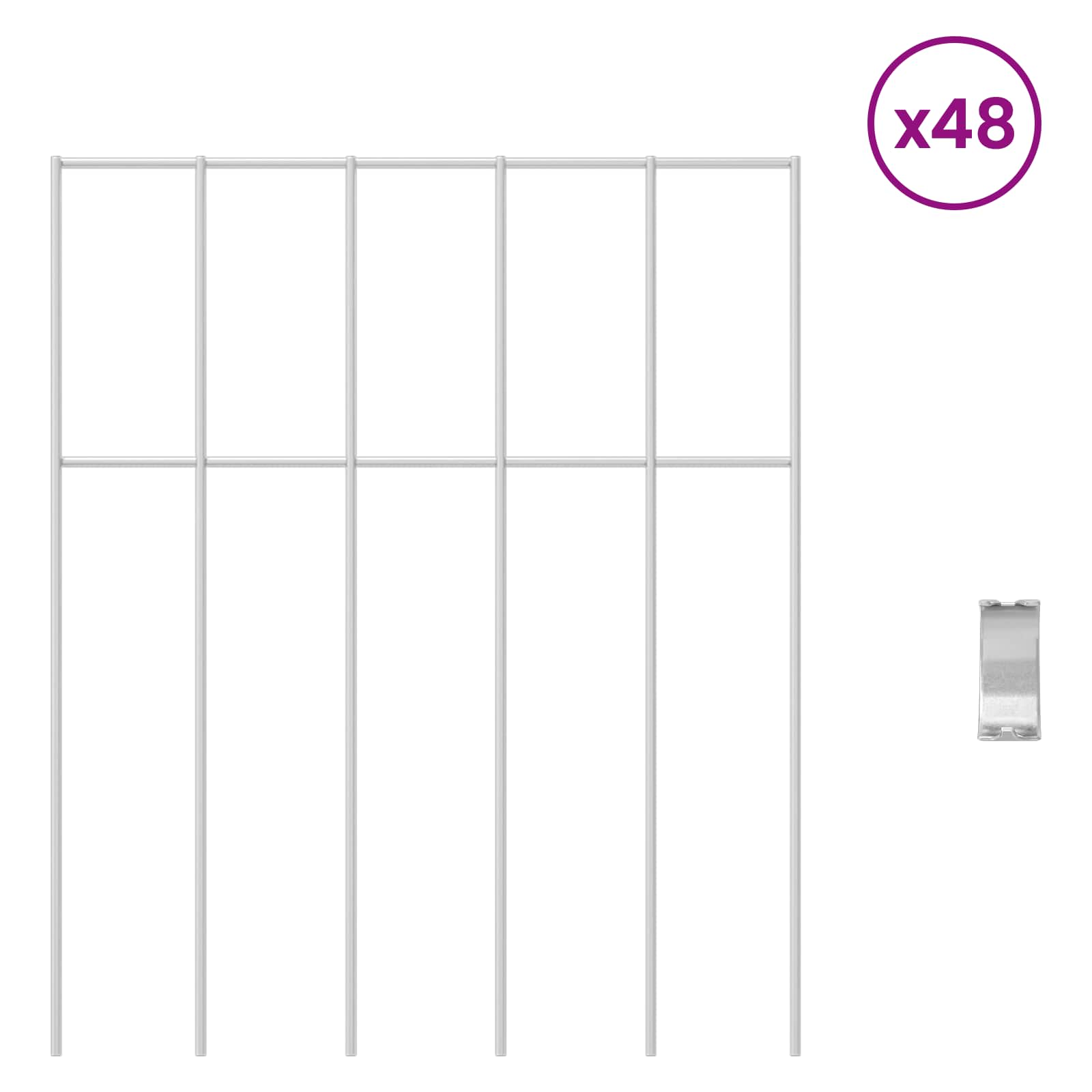 Panel vrtne ograde 48 pcs Pocinčani čelik Srebrna