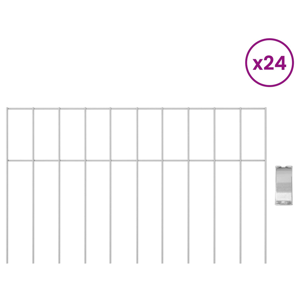 Panel vrtne ograde 24 pcs Pocinčani čelik Srebrna