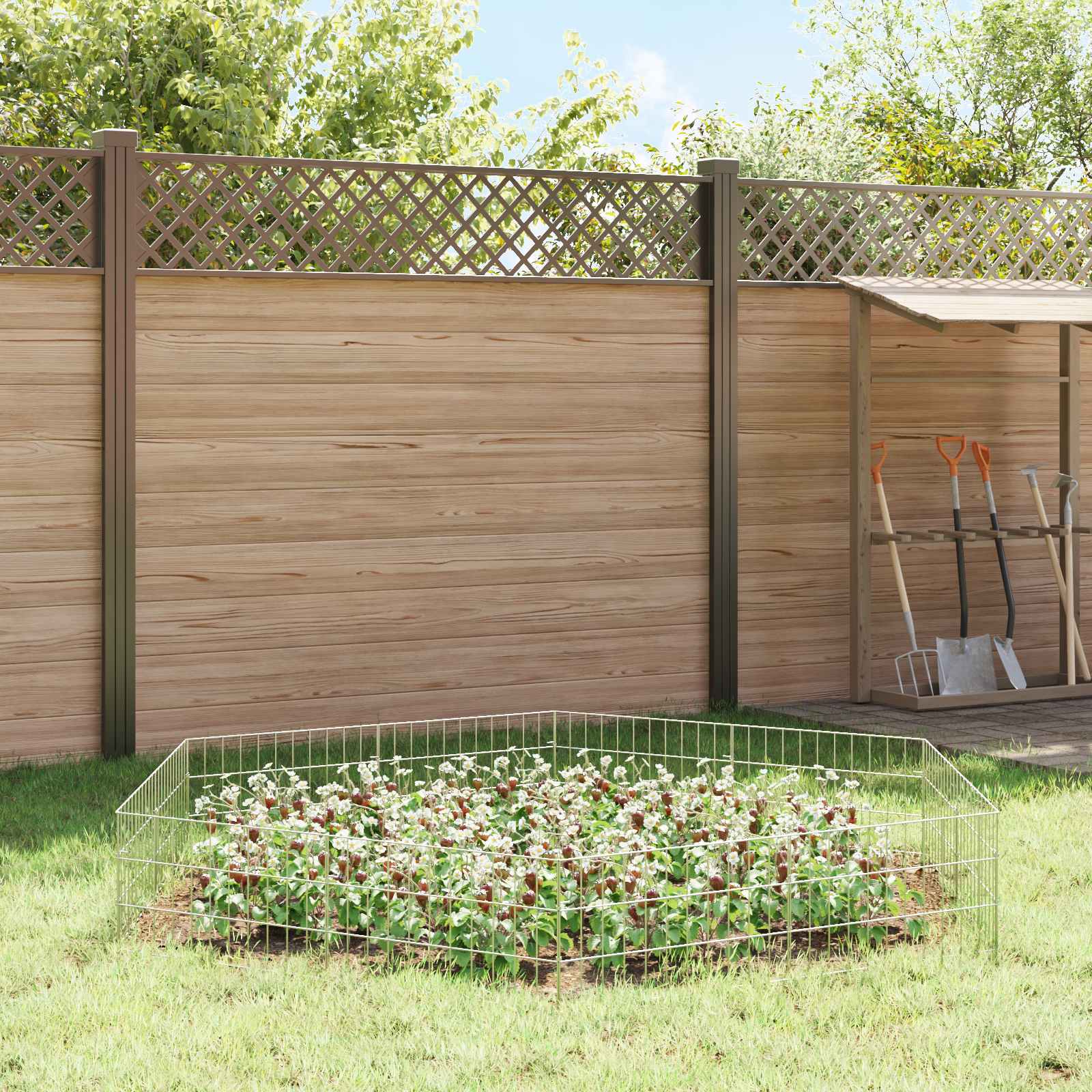 Ograda za vrt s kolčićima 12 pcs 55 x 30 cm Mesh Srebrna