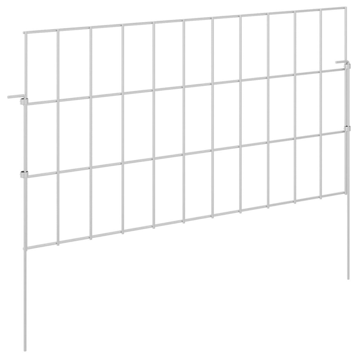 Ograda za vrt s kolčićima 48 pcs 55 x 30 cm Mesh Srebrna