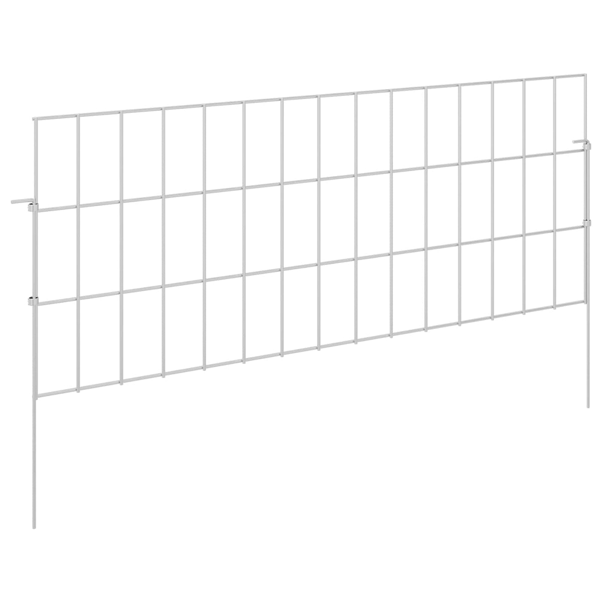 Ograda za vrt s kolčićima 12 pcs 75 x 30 cm Mesh Srebrna
