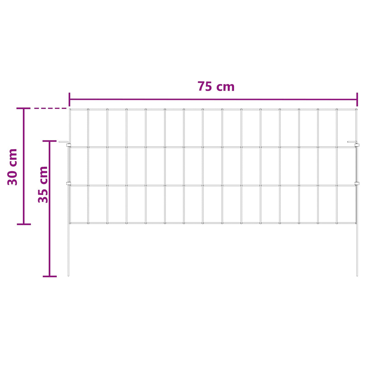 Ograda za vrt s kolčićima 48 pcs 75 x 30 cm Mesh Srebrna