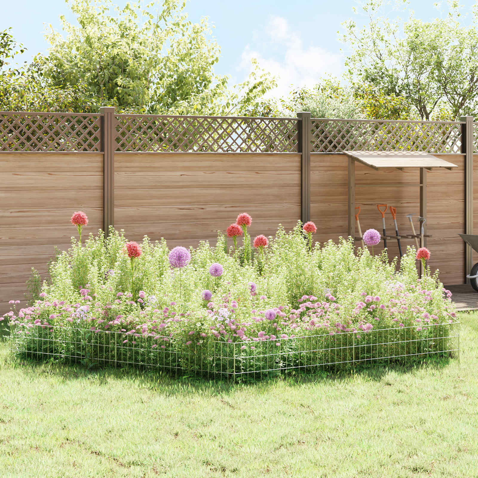 Ograda za vrt s kolčićima 12 pcs 95 x 30 cm Mesh Srebrna