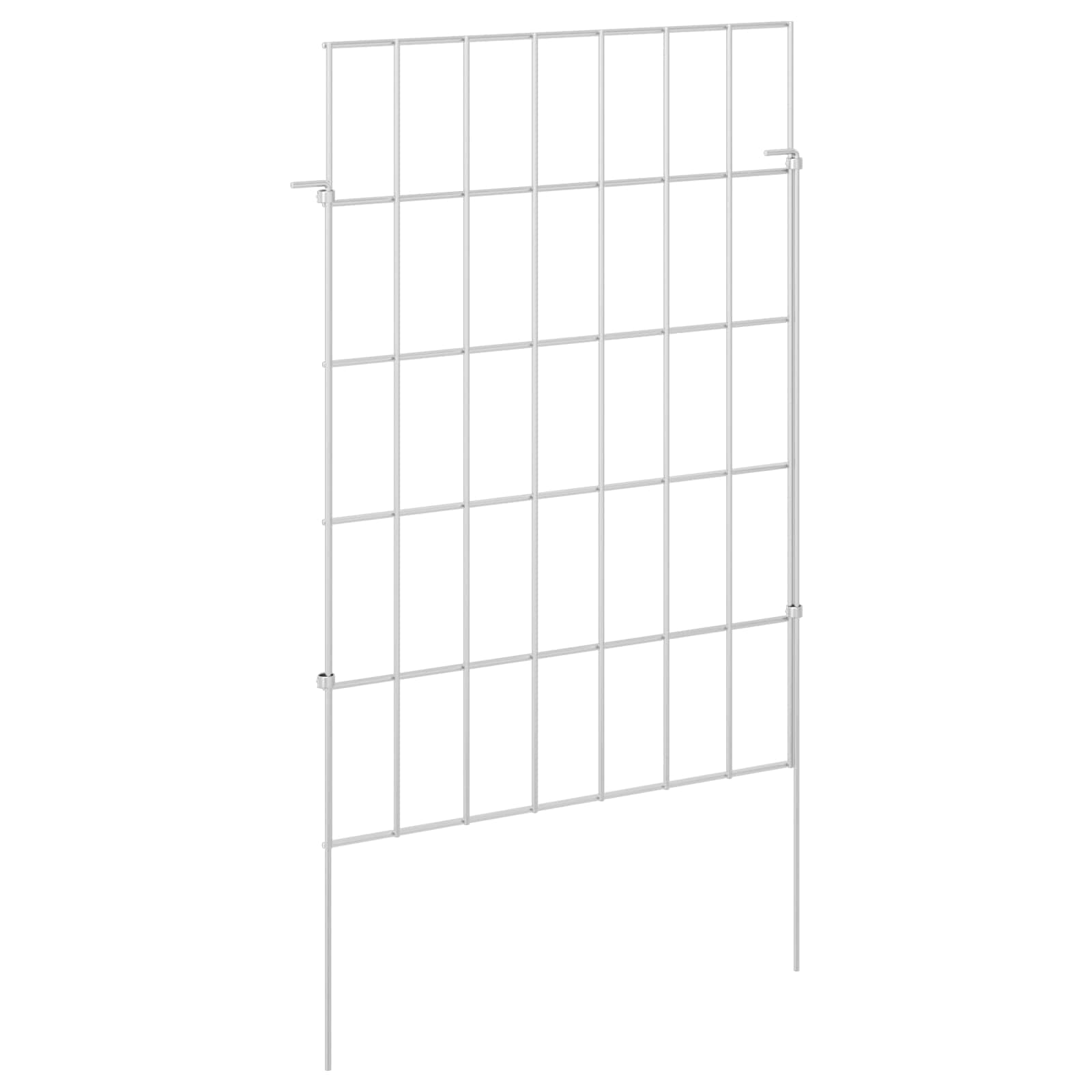 Ograda za vrt s kolčićima 48 pcs 35 x 50 cm Mesh Srebrna