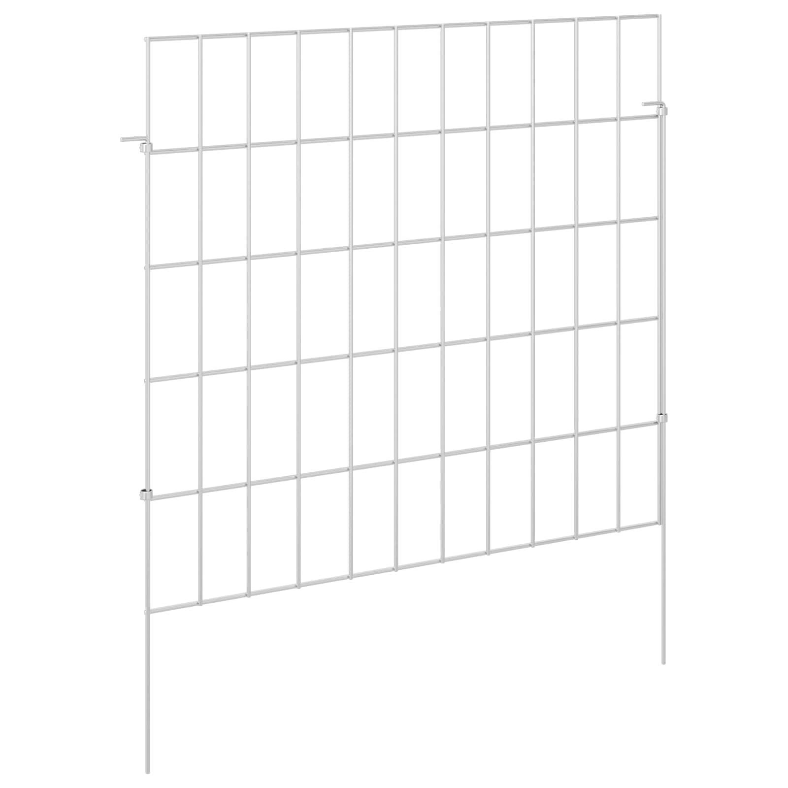Ograda za vrt s kolčićima 12 pcs 55 x 50 cm Mesh Srebrna